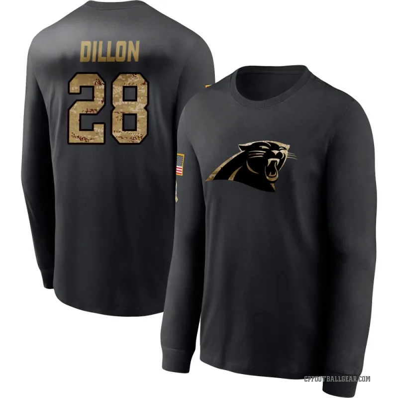 AJ Dillon Men's Black Carolina Panthers 2020 Salute To Service Sideline Performance Long Sleeve T-Shirt