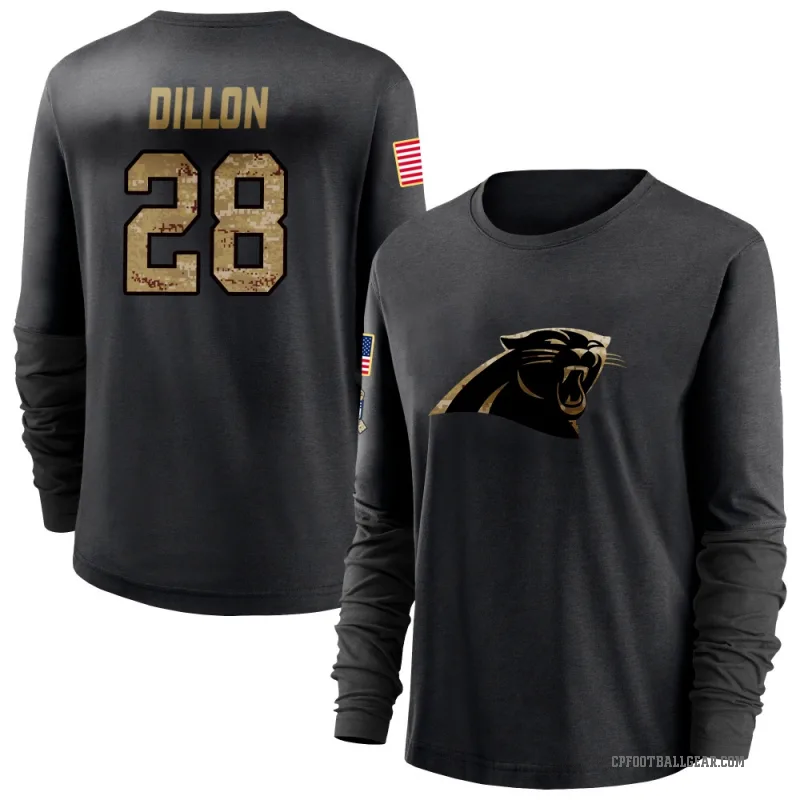 AJ Dillon Women's Black Carolina Panthers 2020 Salute To Service Sideline Performance Long Sleeve T-Shirt
