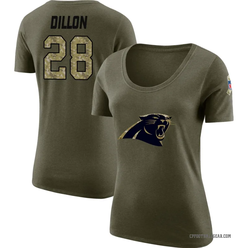 AJ Dillon Women's Olive Carolina Panthers Salute to Service Scoop Neck T-Shirt