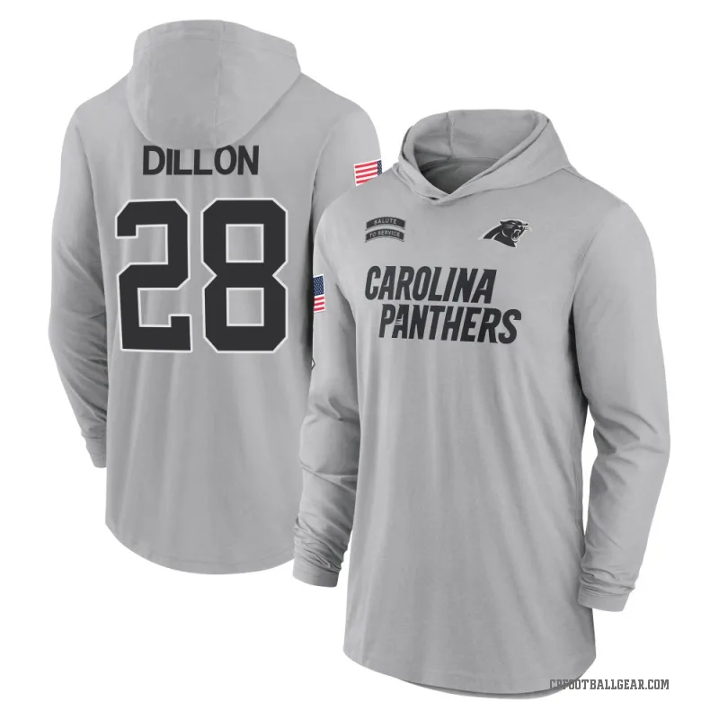 AJ Dillon Youth Gray Carolina Panthers 2024 Salute to Service Lightweight Performance Long Sleeve Hooded T-Shirt
