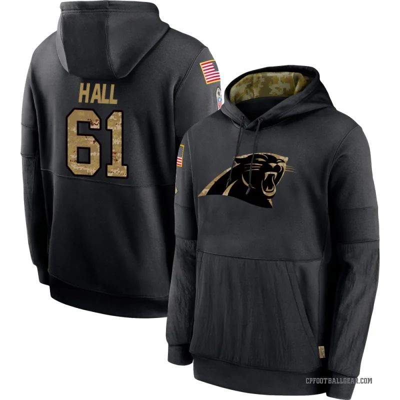 Aaron Hall Men's Black Carolina Panthers 2020 Salute to Service Sideline Performance Pullover Hoodie
