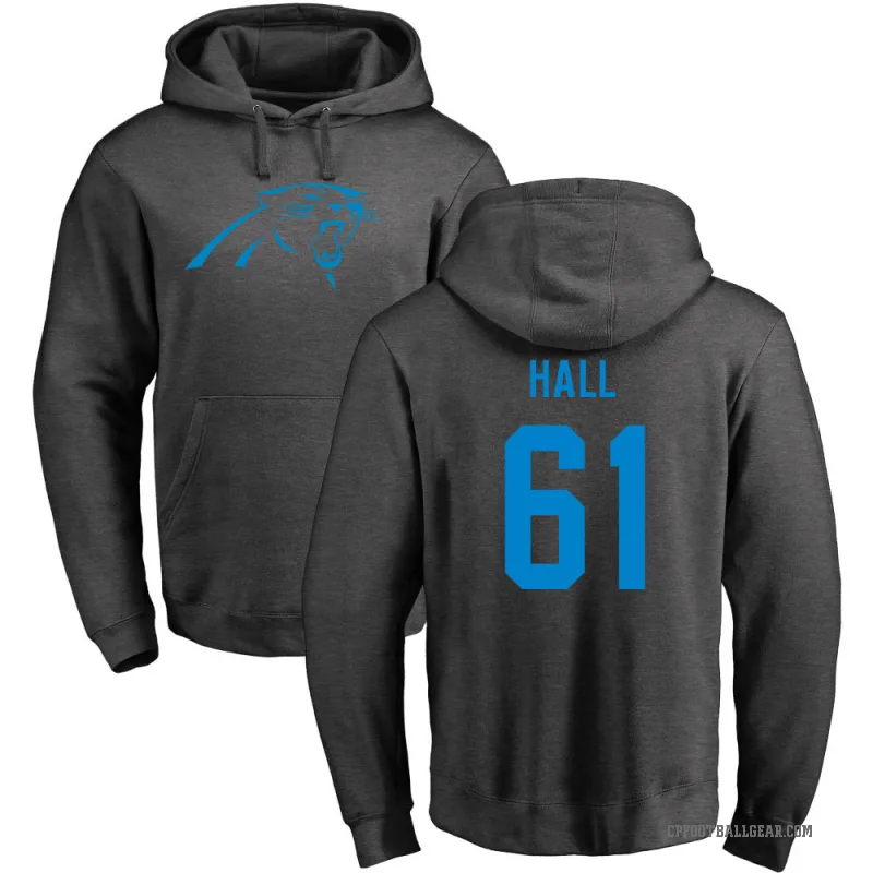 Aaron Hall Men's Carolina Panthers Pro Line by Branded Ash One Color Pullover Hoodie