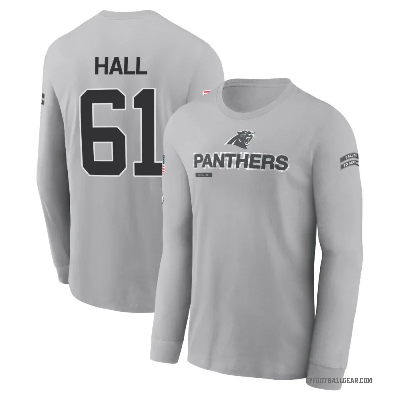 Aaron Hall Men's Gray Carolina Panthers 2024 Salute to Service Long Sleeve T-Shirt