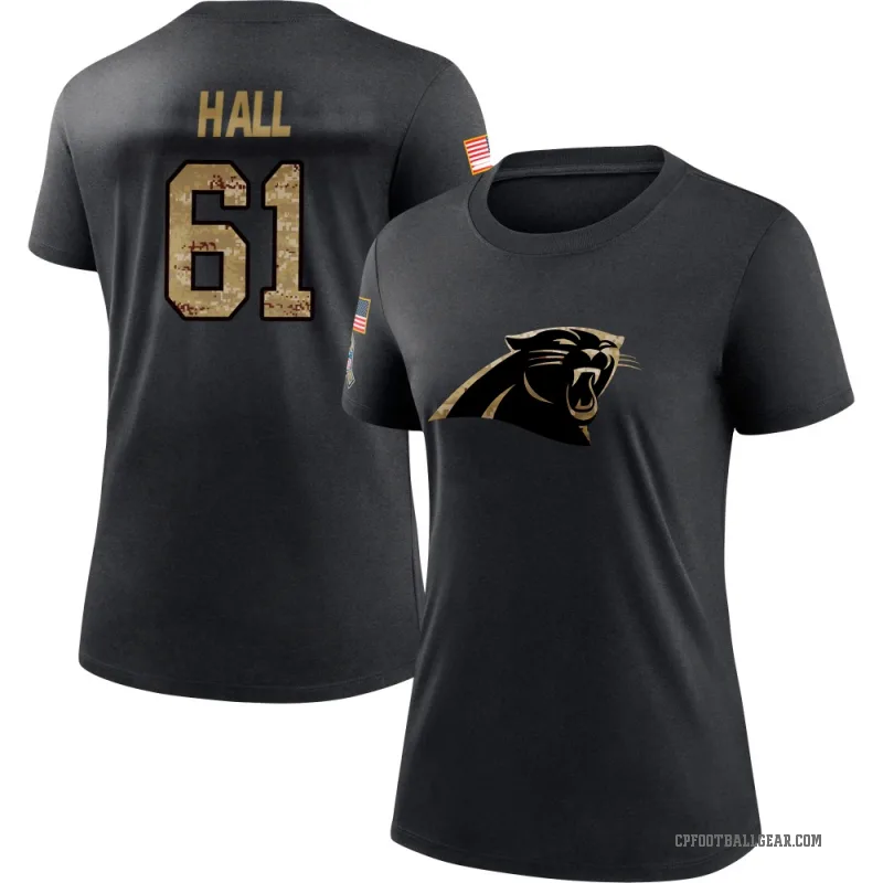 Aaron Hall Women's Black Carolina Panthers 2020 Salute To Service Performance T-Shirt