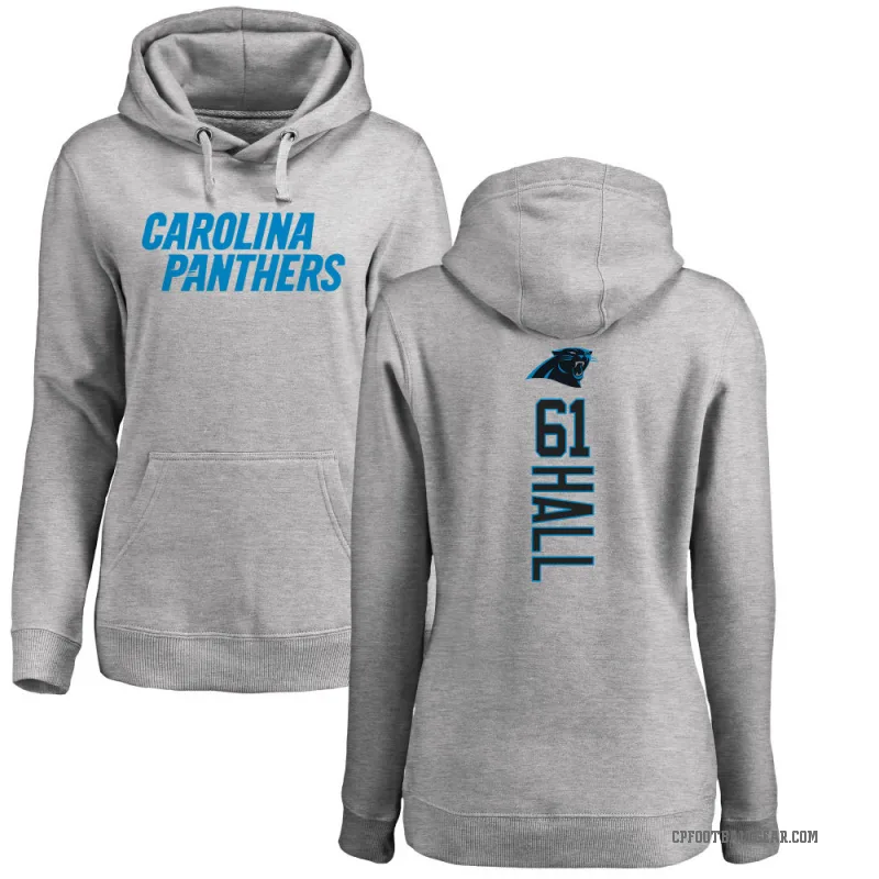 Aaron Hall Women's Carolina Panthers Pro Line Ash Backer Pullover Hoodie