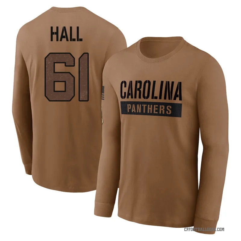 Aaron Hall Youth Brown Carolina Panthers 2023 Salute To Service Long Sleeve T-Shirt