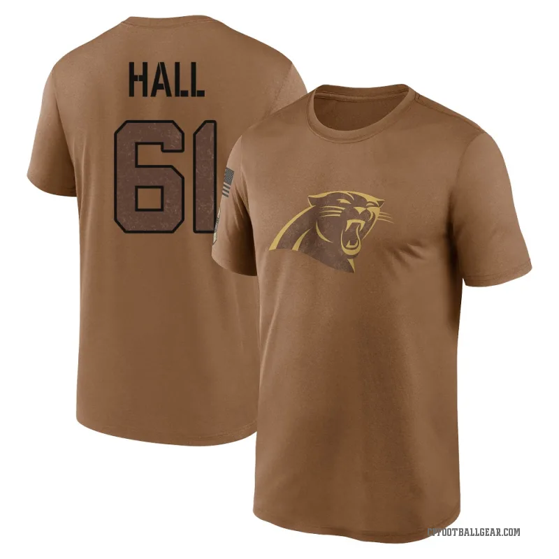 Aaron Hall Youth Brown Carolina Panthers 2023 Salute To Service Performance T-Shirt