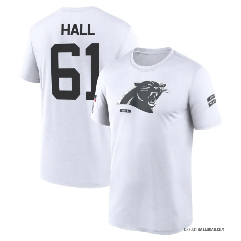 Aaron Hall Youth White Carolina Panthers 2024 Salute to Service Performance T-Shirt