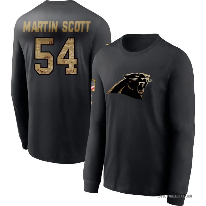 Bam Martin-Scott Men's Black Carolina Panthers 2020 Salute To Service Sideline Performance Long Sleeve T-Shirt