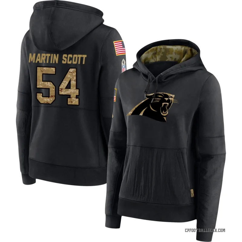 Bam Martin-Scott Women's Black Carolina Panthers 2020 Salute to Service Sideline Performance Pullover Hoodie