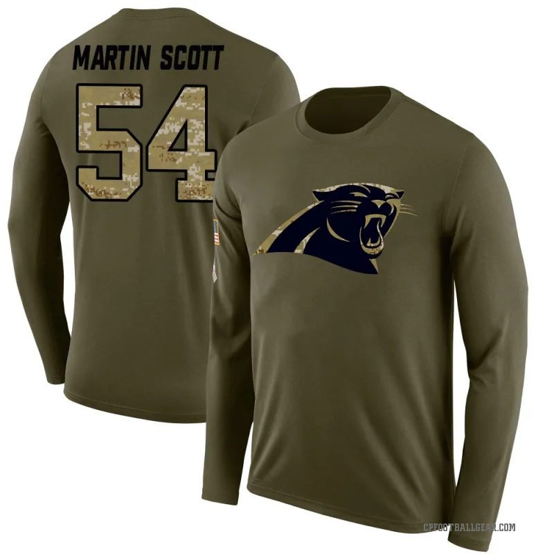 Bam Martin-Scott Youth Olive Carolina Panthers Salute to Service Sideline Long Sleeve T-Shirt