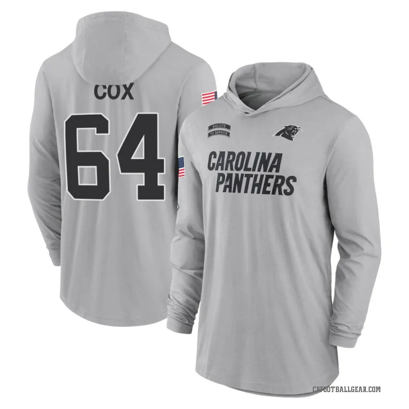 Bryan Cox Men's Gray Carolina Panthers 2024 Salute to Service Lightweight Performance Long Sleeve Hooded T-Shirt
