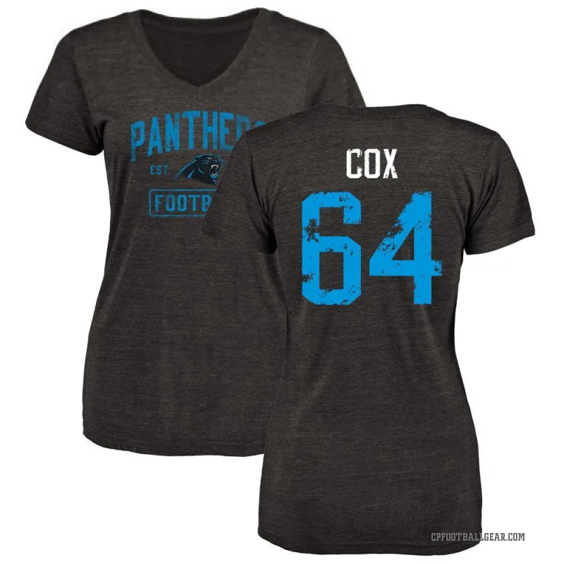 Bryan Cox Women's Black Carolina Panthers Distressed V-Neck T-Shirt
