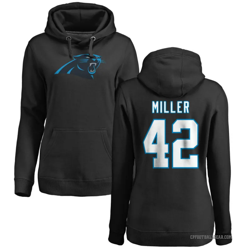Cam Miller Women's Black Carolina Panthers Pro Line Logo Pullover Hoodie