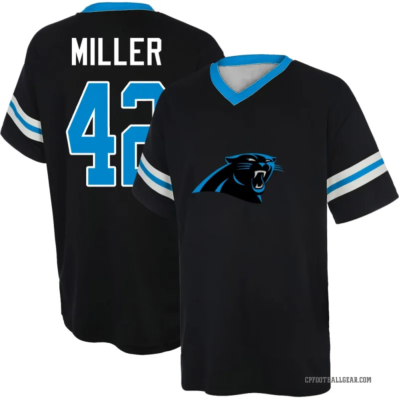 Cam Miller Youth Black Carolina Panthers Game Day V-Neck T-Shirt