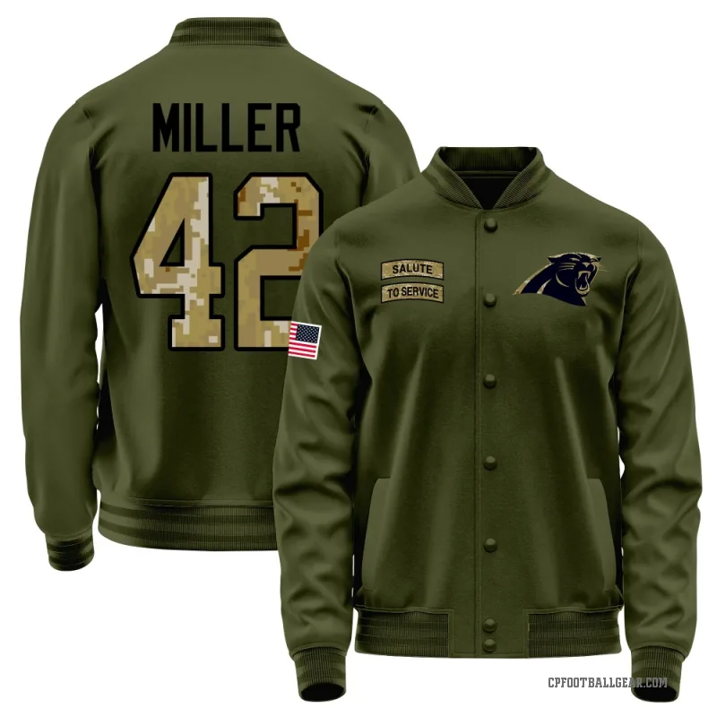 Cam Miller Youth Olive Carolina Panthers Salute to Service Sideline Performance Jacket