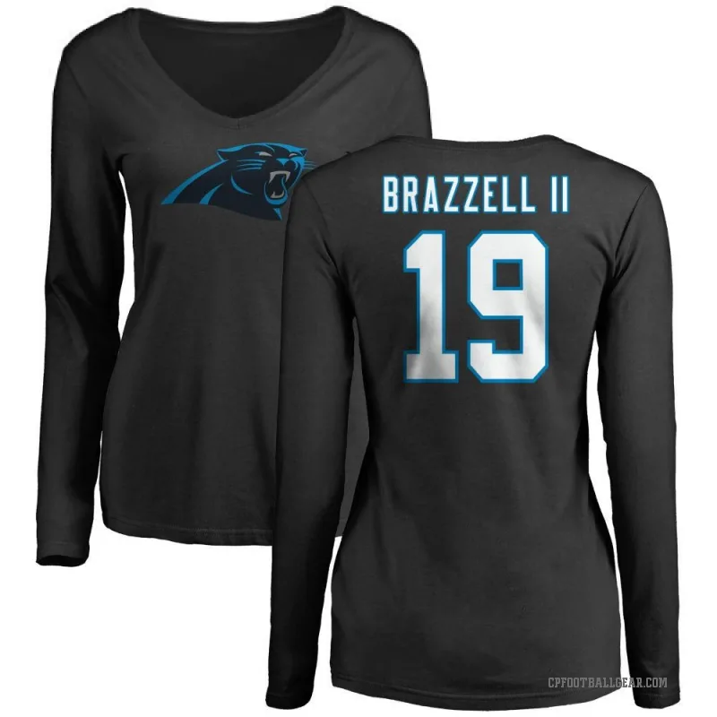 Chris Brazzell II Women's Black Carolina Panthers Logo Slim Fit Long Sleeve T-Shirt -