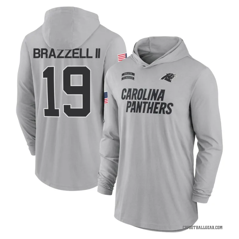 Chris Brazzell II Youth Gray Carolina Panthers 2024 Salute to Service Lightweight Performance Long Sleeve Hooded T-Shirt