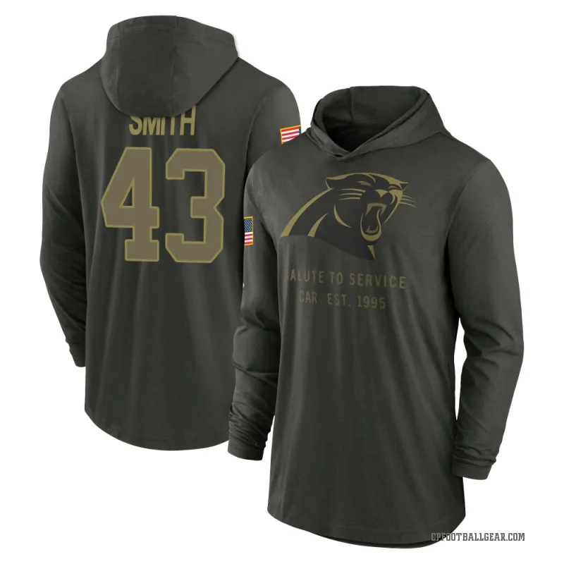 DeVonta Smith Men's Green Carolina Panthers Forest/ 2025 Salute to Service Sideline Lightweight Hooded Pullover Long Sleeve T-Sh
