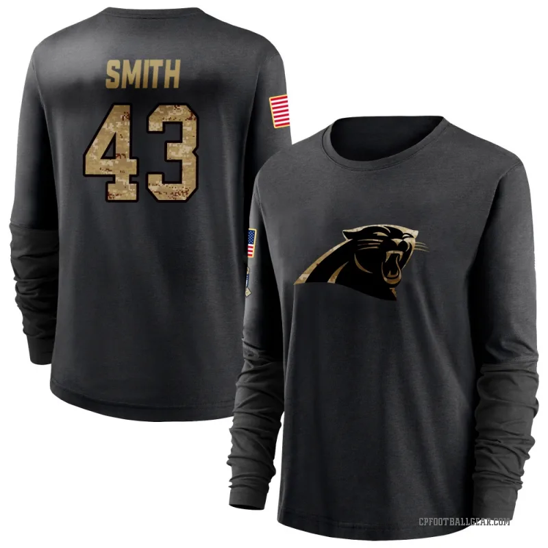 DeVonta Smith Women's Black Carolina Panthers 2020 Salute To Service Sideline Performance Long Sleeve T-Shirt