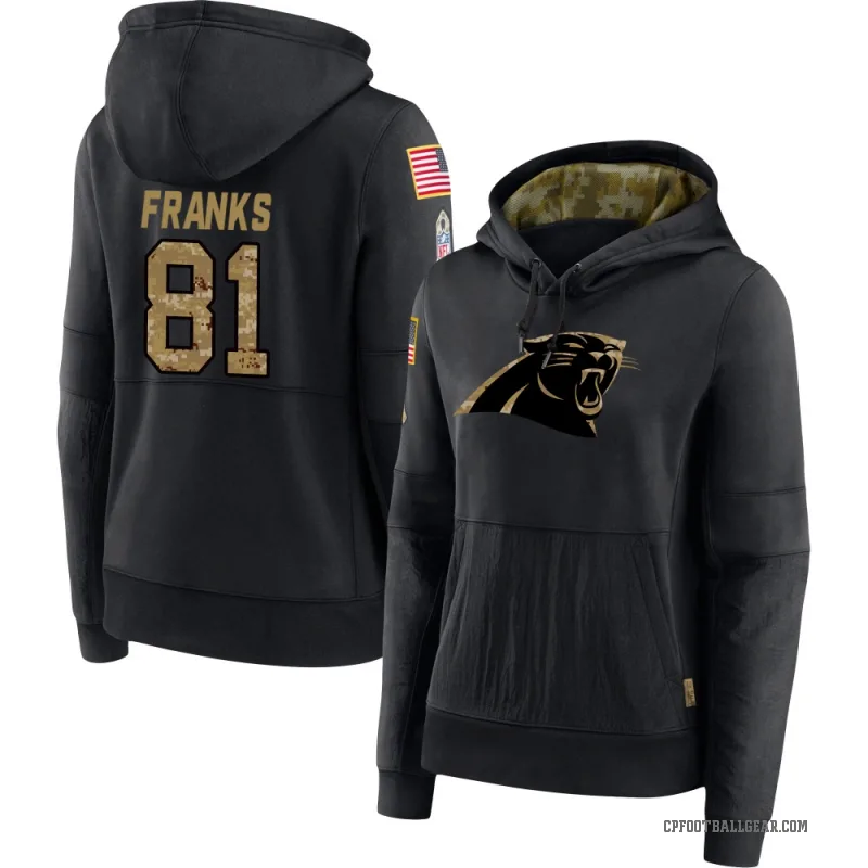 Feleipe Franks Women's Black Carolina Panthers 2020 Salute to Service Sideline Performance Pullover Hoodie