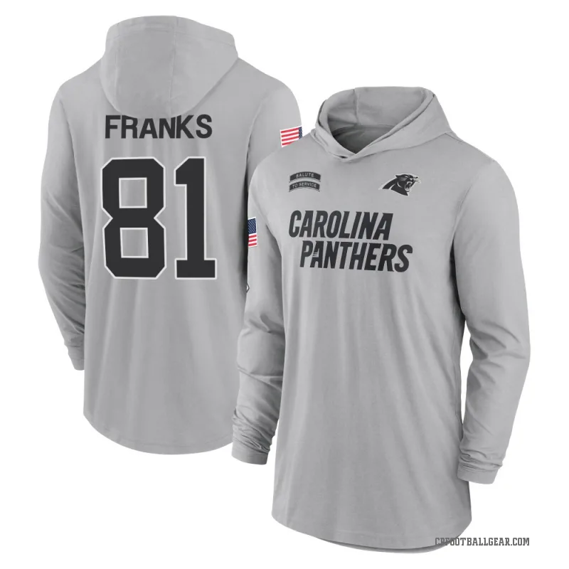 Feleipe Franks Youth Gray Carolina Panthers 2024 Salute to Service Lightweight Performance Long Sleeve Hooded T-Shirt