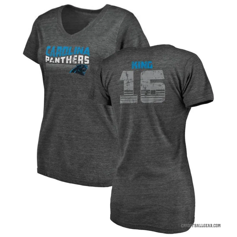Haynes King Women's Black Carolina Panthers Retro V-Neck T-Shirt -