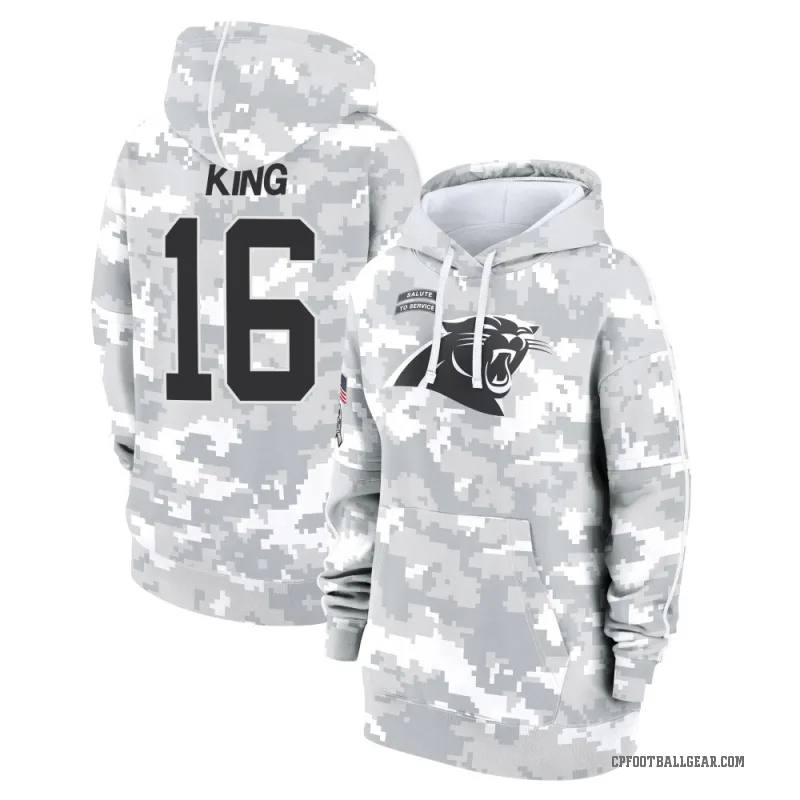 Haynes King Women's Camo Carolina Panthers Arctic 2024 Salute to Service Club Fleece Pullover Hoodie