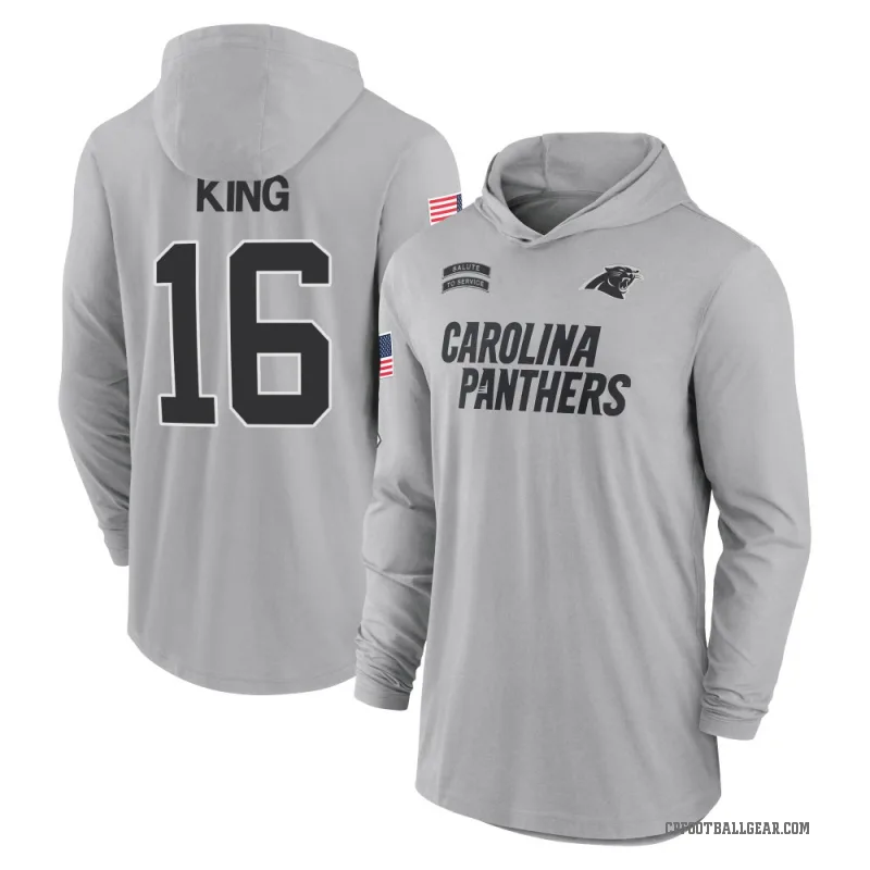 Haynes King Youth Gray Carolina Panthers 2024 Salute to Service Lightweight Performance Long Sleeve Hooded T-Shirt