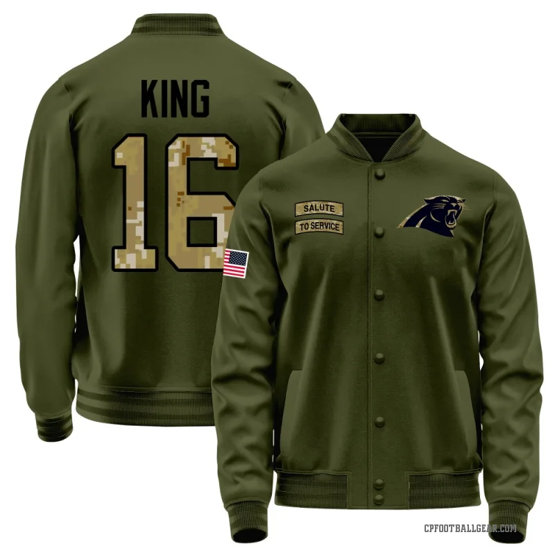 Haynes King Youth Olive Carolina Panthers Salute to Service Sideline Performance Jacket