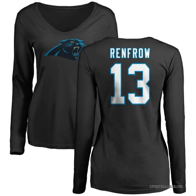 Hunter Renfrow Women's Black Carolina Panthers Logo Slim Fit Long Sleeve T-Shirt -