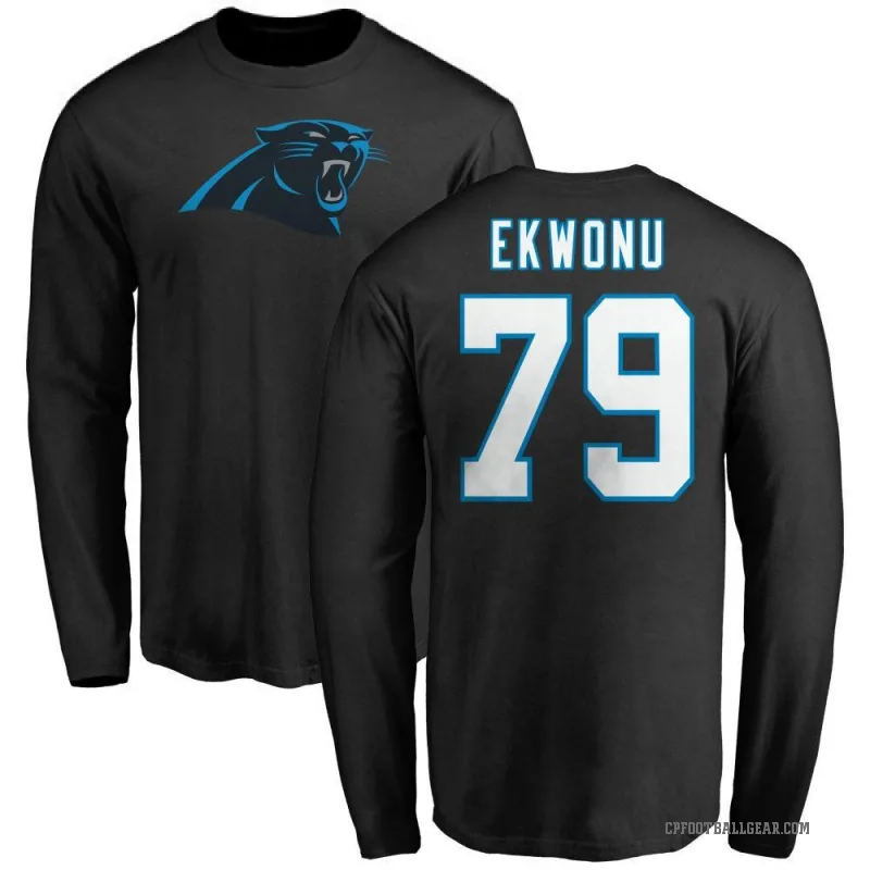 Ikem Ekwonu Men's Black Carolina Panthers Logo Long Sleeve T-Shirt -