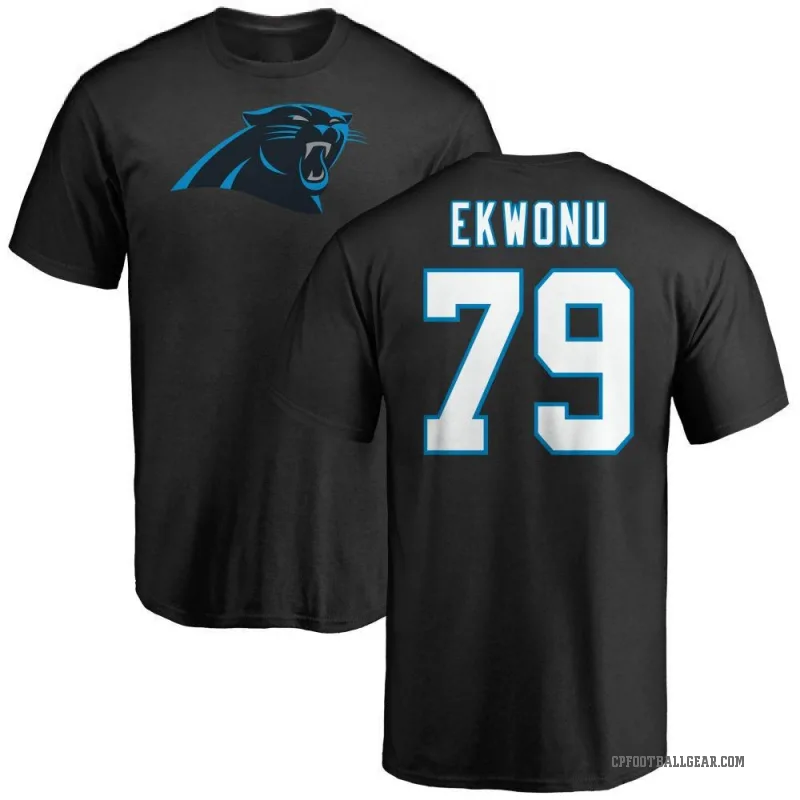 Ikem Ekwonu Men's Black Carolina Panthers Logo T-Shirt -