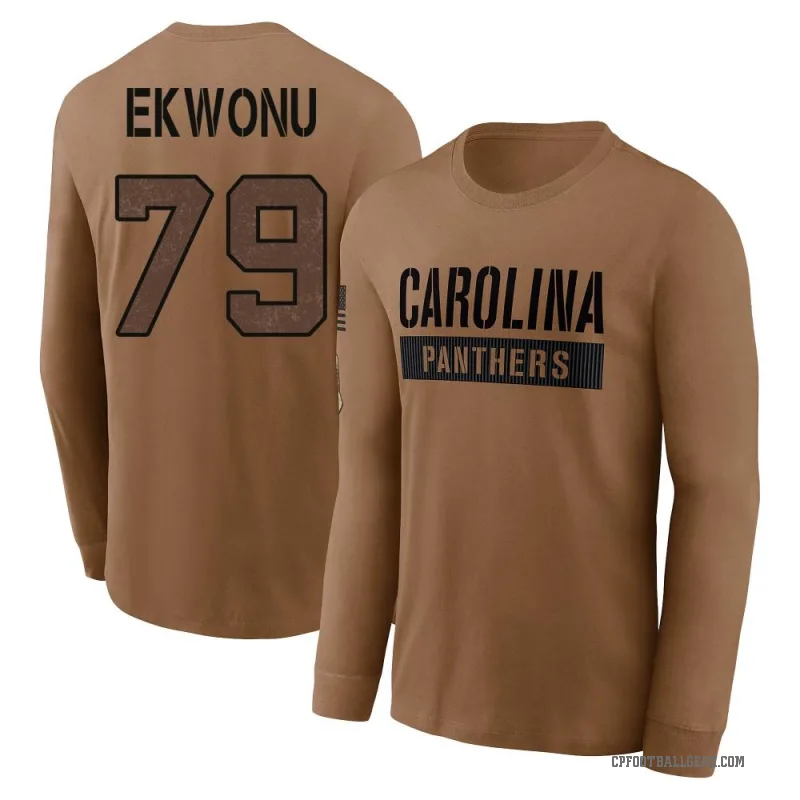 Ikem Ekwonu Men's Brown Carolina Panthers 2023 Salute To Service Long Sleeve T-Shirt
