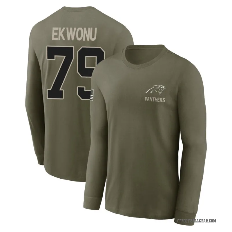 Ikem Ekwonu Men's Olive Carolina Panthers 2025 Salute to Service Sideline Long Sleeve T-Shirt