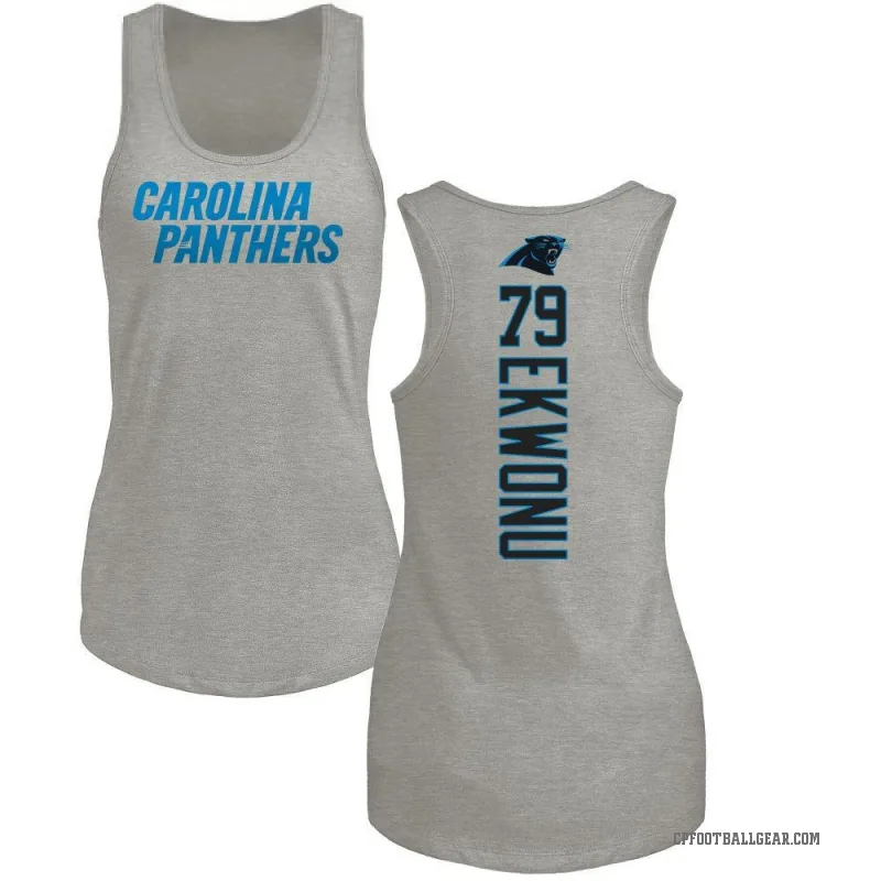 Ikem Ekwonu Women's Ash Carolina Panthers Backer Tank Top -