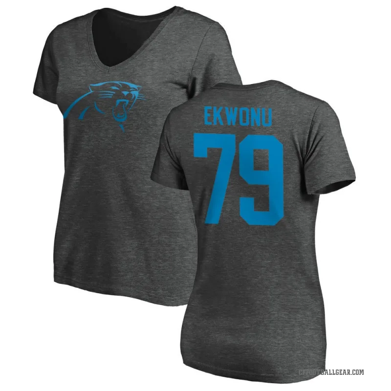Ikem Ekwonu Women's Ash Carolina Panthers One Color T-Shirt -