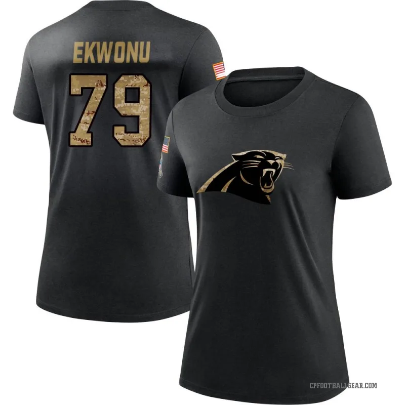 Ikem Ekwonu Women's Black Carolina Panthers 2020 Salute To Service Performance T-Shirt