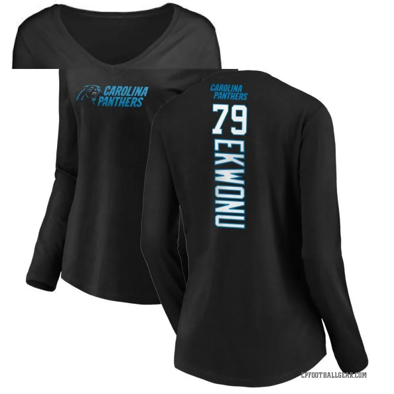 Ikem Ekwonu Women's Black Carolina Panthers Backer Slim Fit Long Sleeve T-Shirt -