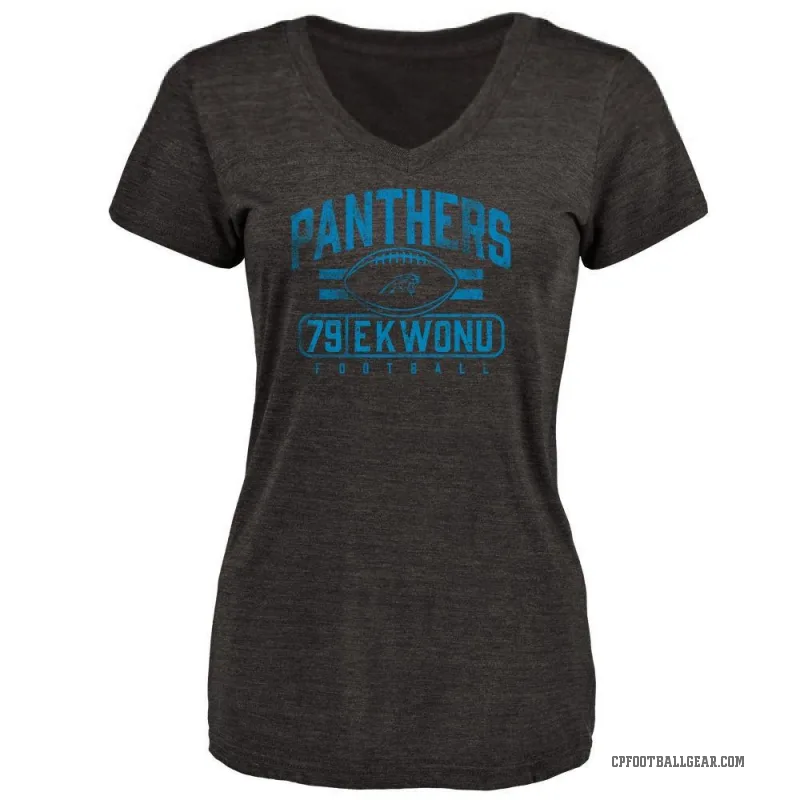 Ikem Ekwonu Women's Black Carolina Panthers Flanker T-Shirt -