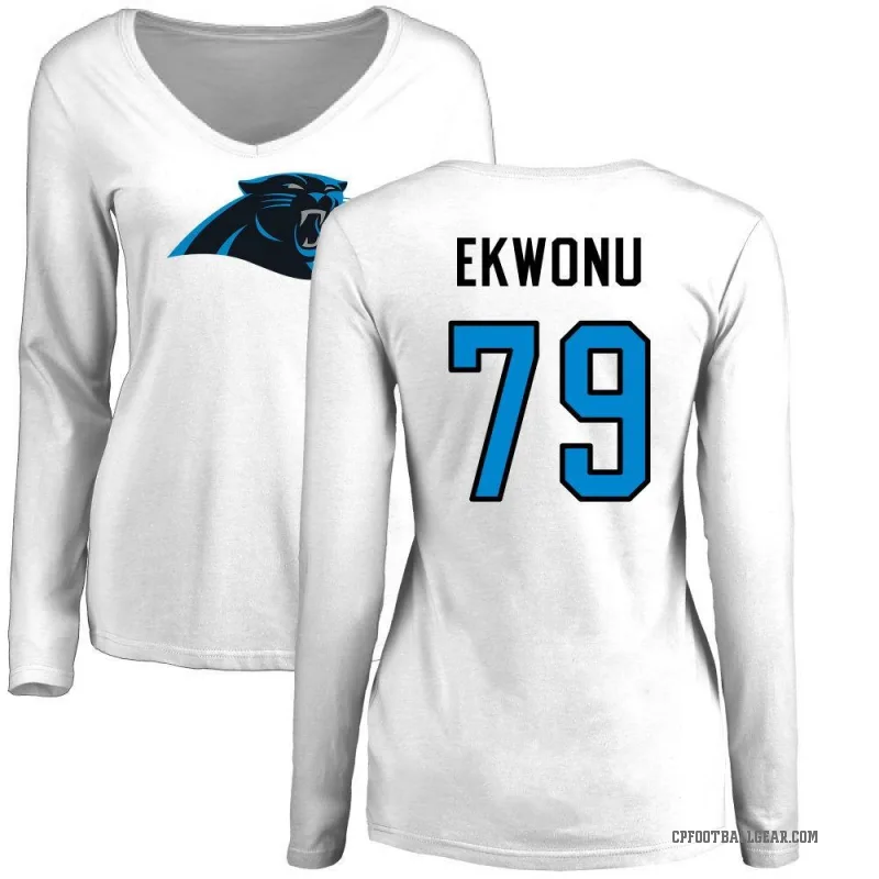 Ikem Ekwonu Women's White Carolina Panthers Logo Slim Fit Long Sleeve T-Shirt -