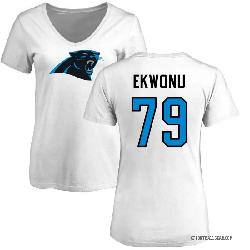 Ikem Ekwonu Women's White Carolina Panthers Logo Slim Fit T-Shirt -