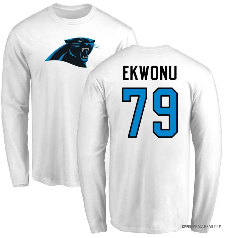 Ikem Ekwonu Youth White Carolina Panthers Logo Long Sleeve T-Shirt -