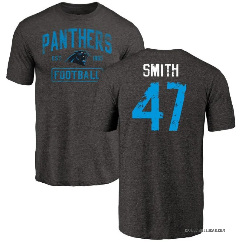 Isaiah Smith Men's Black Carolina Panthers Distressed T-Shirt