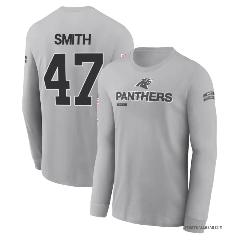 Isaiah Smith Men's Gray Carolina Panthers 2024 Salute to Service Long Sleeve T-Shirt