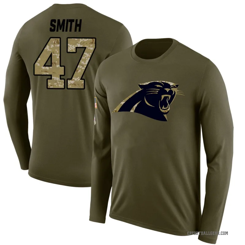 Isaiah Smith Men's Olive Carolina Panthers Salute to Service Sideline Long Sleeve T-Shirt