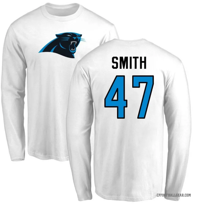 Isaiah Smith Men's White Carolina Panthers Logo Long Sleeve T-Shirt -