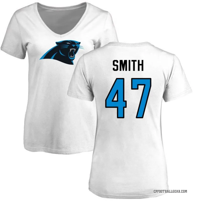 Isaiah Smith Women's White Carolina Panthers Logo Slim Fit T-Shirt -