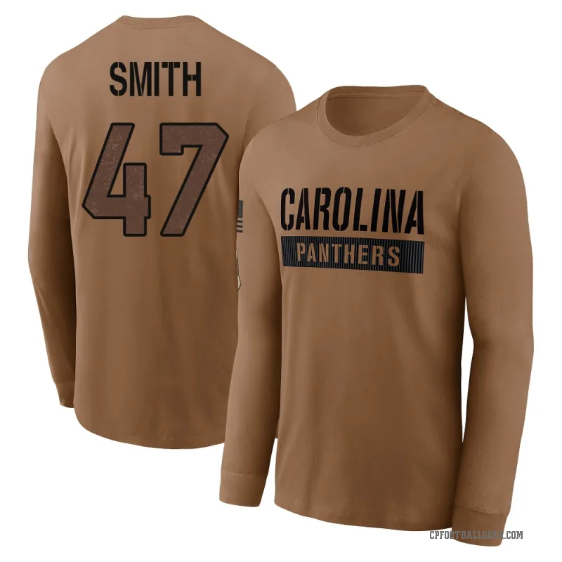 Isaiah Smith Youth Brown Carolina Panthers 2023 Salute To Service Long Sleeve T-Shirt