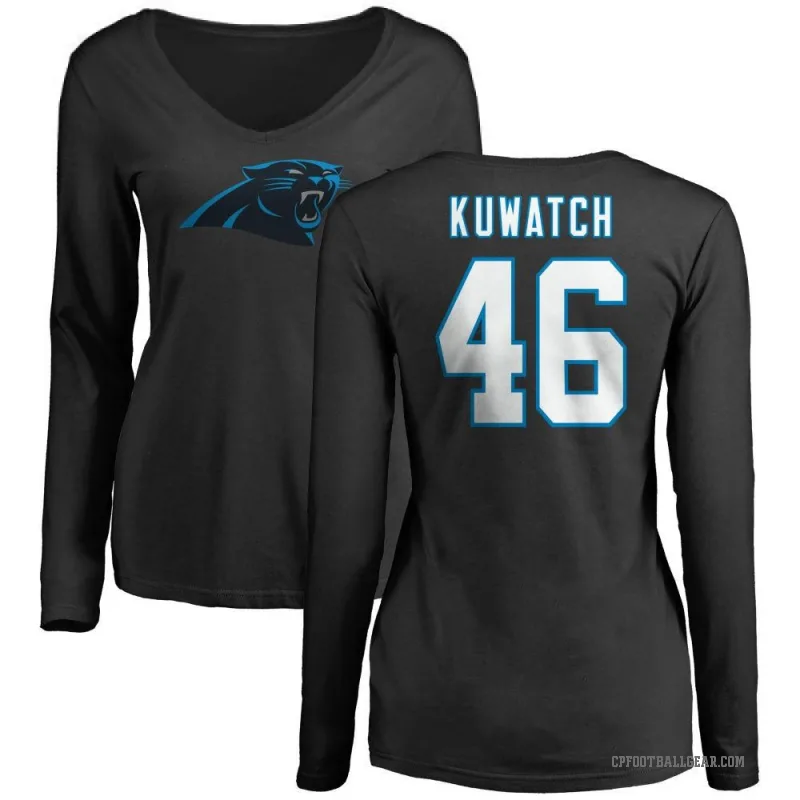 Jackson Kuwatch Women's Black Carolina Panthers Logo Slim Fit Long Sleeve T-Shirt -